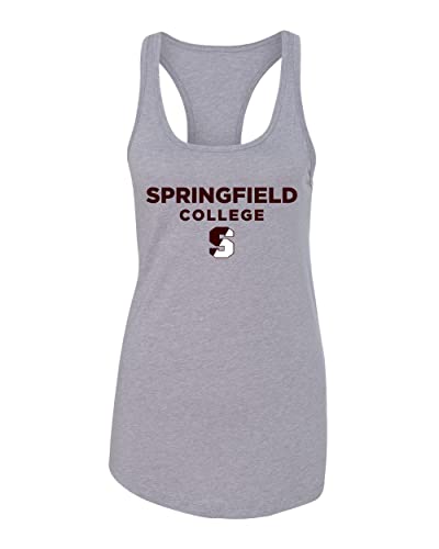 Springfield College S Logo Text Ladies Tank Top - Heather Grey