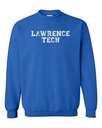 Lawrence Tech Block Distressed One Color Crewneck Sweatshirt - Royal