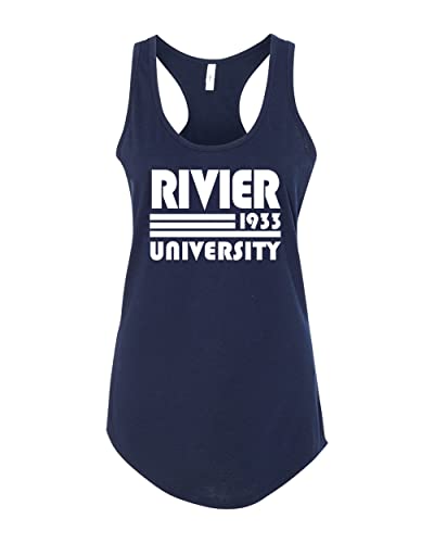 Retro Rivier University Ladies Tank Top - Midnight Navy
