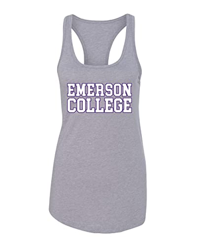 Emerson College Block Letters Ladies Tank Top - Heather Grey