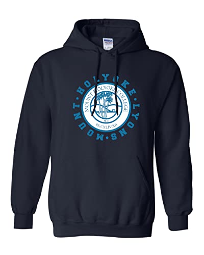 Mount Holyoke College Lyons Logo Hooded Sweatshirt - Navy