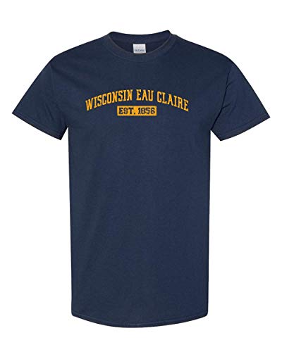 Wisconsin Eau Claire EST 1856 Distressed T-Shirt - Navy