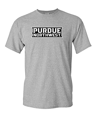 Purdue Northwest Block Text Logo Two Color T-Shirt - Sport Grey