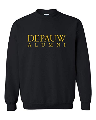 DePauw Alumni Gold Text Crewneck Sweatshirt - Black
