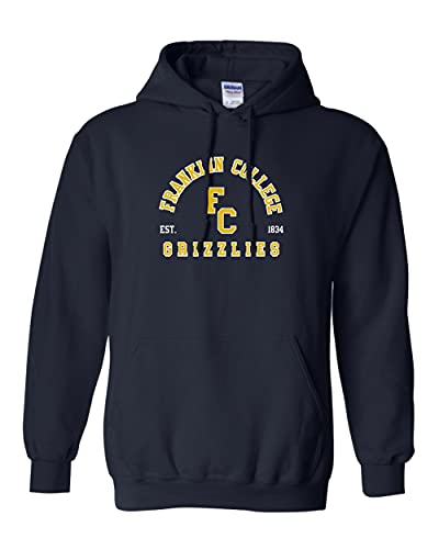 Franklin College FC Arched Two Color Hooded Sweatshirt - Navy