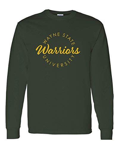 Wayne State University Circular 1 Color Long Sleeve T-Shirt - Forest Green
