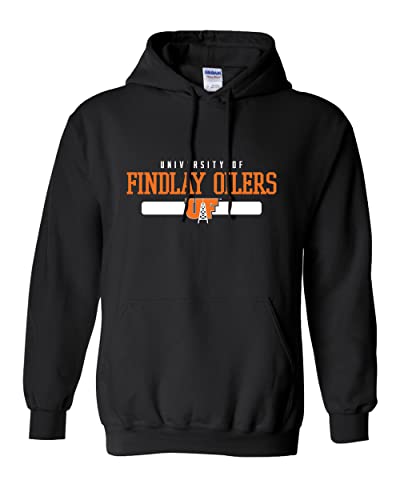 Univ of Findlay Oilers Stacked Two Color Hooded Sweatshirt - Black