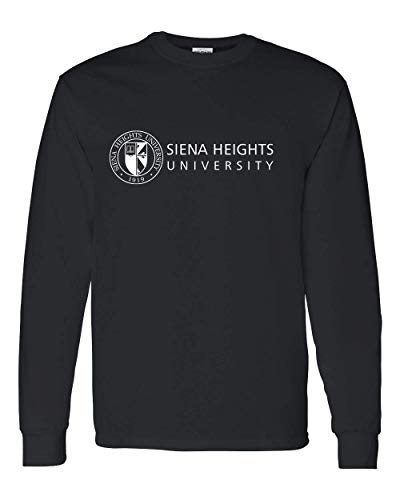 Siena Heights White Logo Long Sleeve T-Shirt - Black
