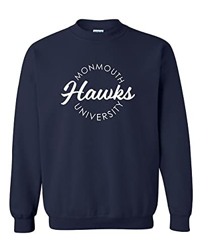 Monmouth University Circular 1 Color Crewneck Sweatshirt - Navy