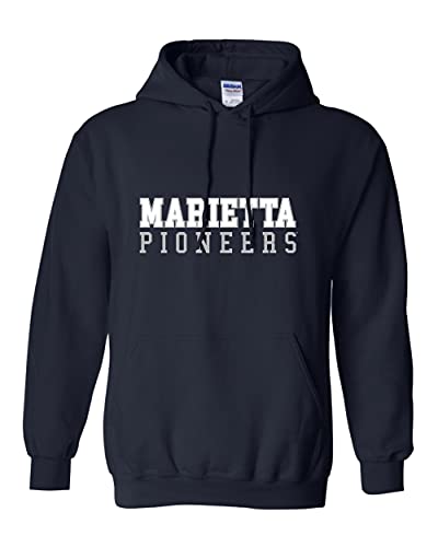 Marietta Pioneers Text Two Color Hooded Sweatshirt - Navy