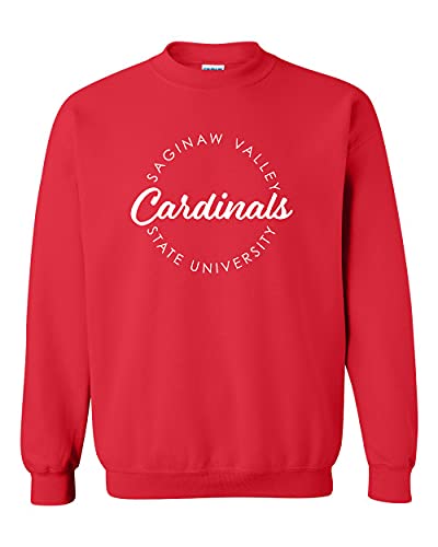 Saginaw Valley State University Circular 1 Color Crewneck Sweatshirt - Red