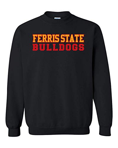 Ferris State Bulldogs Stacked Two Color Crewneck Sweatshirt - Black