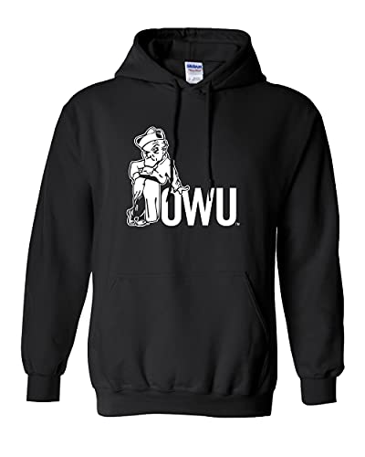 Ohio Wesleyan OWU Logo One Color Hooded Sweatshirt - Black
