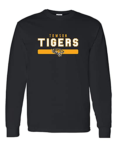 Towson Tigers Stacked Three Color Long Sleeve - Black