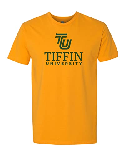 Tiffin University Stacked Text Exclusive Soft T-Shirt - Gold