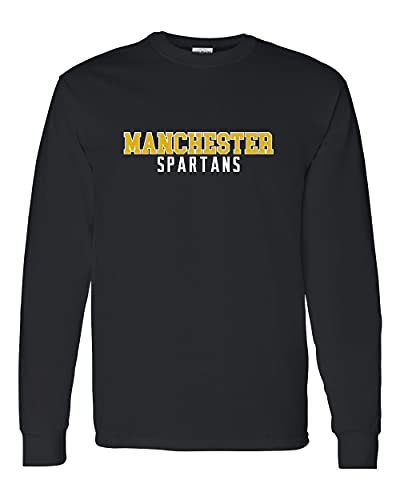 Manchester Spartans Block Text Two Color Long Sleeve Shirt - Black