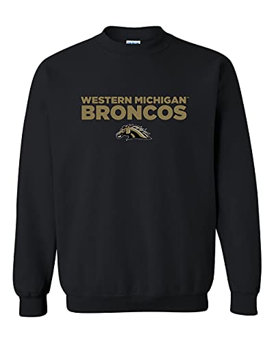 Western Michigan University Broncos Full Crewneck Sweatshirt - Black