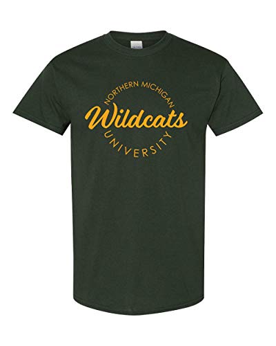 Northern Michigan University Circular 1 Color T-Shirt - Forest Green