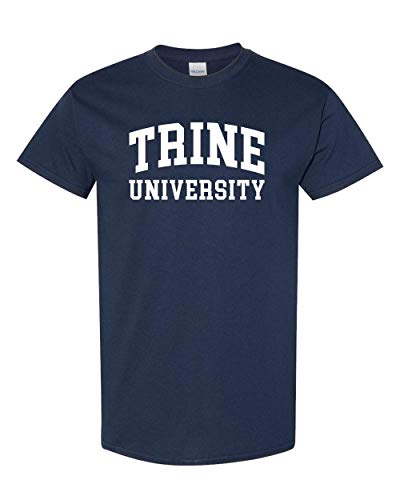 Trine University White Text T-Shirt - Navy