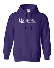 Load image into Gallery viewer, Evansville White Text Hooded Sweatshirt - Purple
