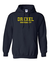 Load image into Gallery viewer, Drexel University Gold Text Hooded Sweatshirt - Navy
