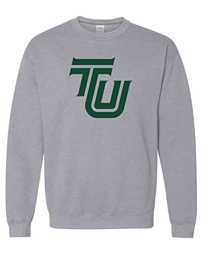 Tiffin University Dragon Green TU Crewneck Sweatshirt - Sport Grey