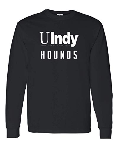 University of Indianapolis UIndy Hounds White Text Long Sleeve - Black