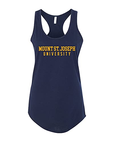Mount St Joseph Flashes Text One Color Ladies Tank Top - Midnight Navy