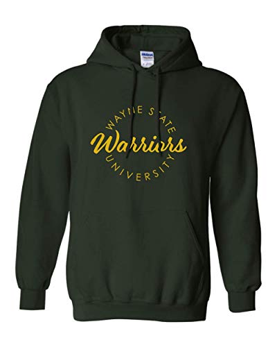 Wayne State University Circular 1 Color Hooded Sweatshirt - Forest Green