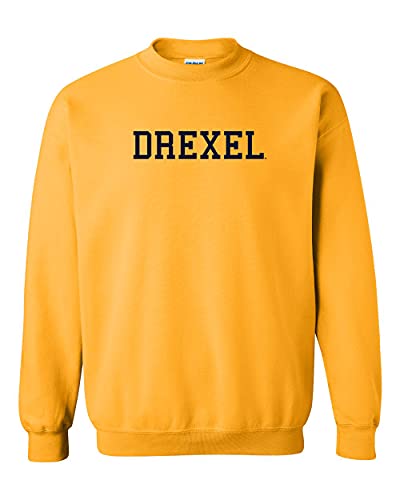 Drexel University Drexel Navy Text Crewneck Sweatshirt - Gold