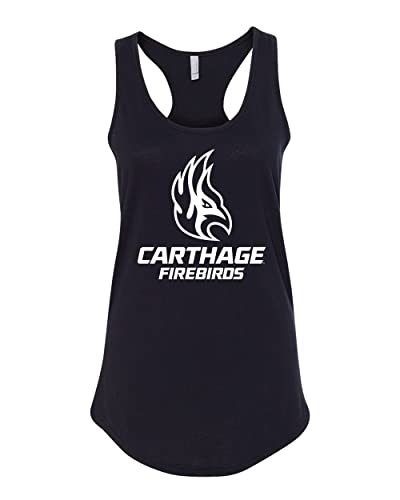 Carthage College Firebirds Stacked Ladies Tank Top - Black