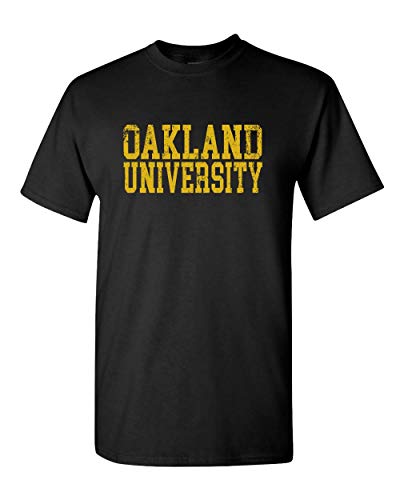 Oakland University Block Distressed T-Shirt - Black