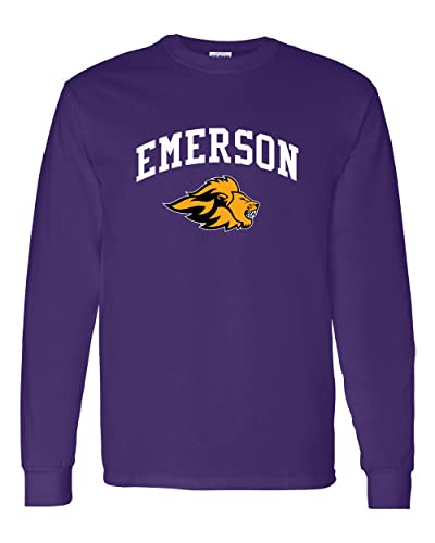 Emerson College Lions Logo Long Sleeve Shirt - Purple