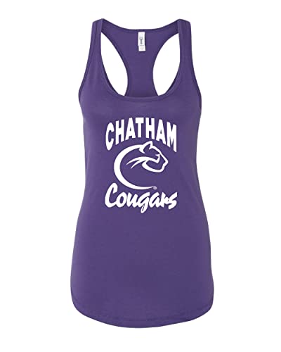 Chatham University Cougars Logo 1 Color Ladies Tank Top - Purple Rush