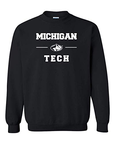Michigan Tech Stacked One Color Crewneck Sweatshirt - Black