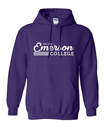 Vintage Emerson College Hooded Sweatshirt - Purple