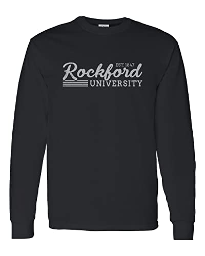 Vintage Rockford University Long Sleeve T-Shirt - Black