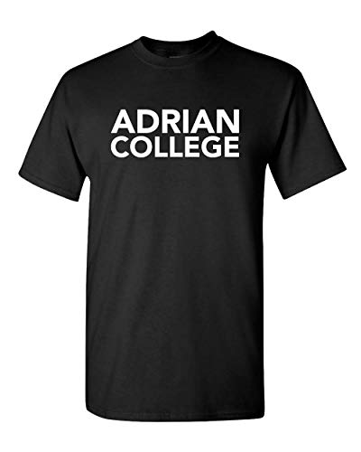 Adrian College Stacked 1 Color White Text T-Shirt - Black