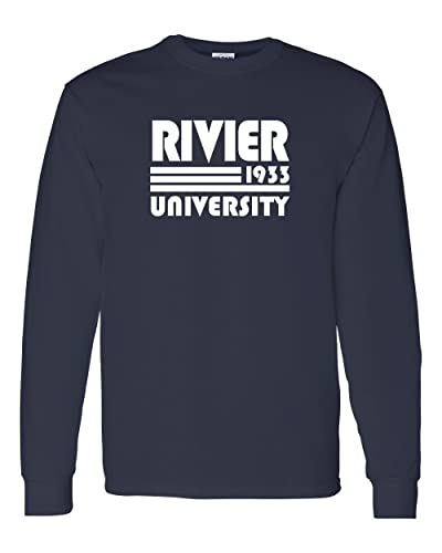 Retro Rivier University Long Sleeve T-Shirt - Navy