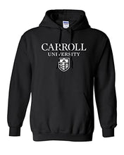 Load image into Gallery viewer, Carroll University Stacked Hooded Sweatshirt - Black
