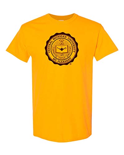 Central Michigan Circle Emblem T-Shirt | CMU Chippewas Pride Mens/Womens T-Shirt - Gold