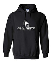 Load image into Gallery viewer, Ball State University with Logo One Color Hooded Sweatshirt - Black
