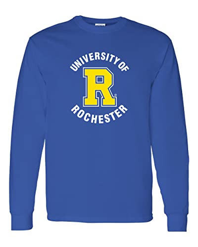 University of Rochester Circular Text Logo Long Sleeve T-Shirt - Royal