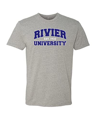 Rivier University Block Soft Exclusive T-Shirt - Dark Heather Gray
