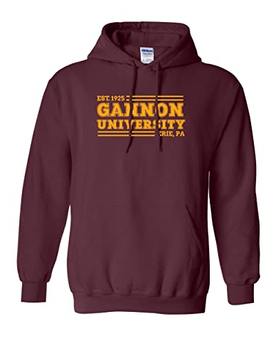 Gannon University Block Text 1 Color Hooded Sweatshirt - Maroon