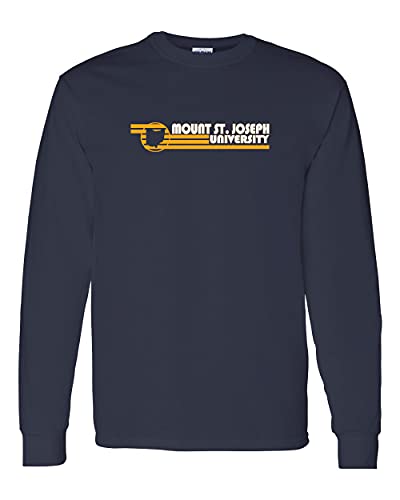 Retro Mount St. Joseph University Two Color Long Sleeve Shirt - Navy