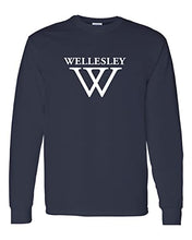 Load image into Gallery viewer, Wellesley College W Long Sleeve Shirt - Navy
