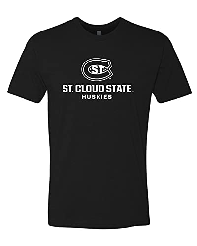 St Cloud State White Stacked Logo Exclusive Soft T-Shirt - Black