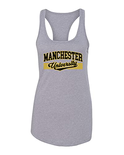 Manchester University Text Only Two Color Ladies Tank Top - Heather Grey