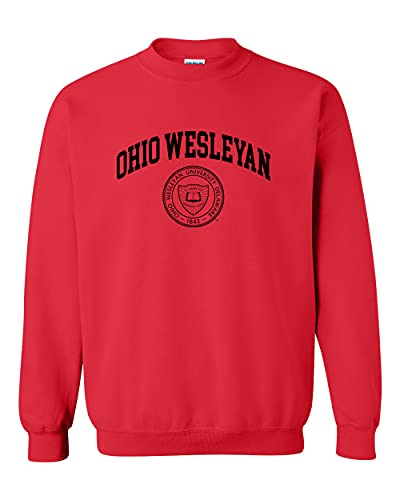 Ohio Wesleyan Crest One Color Crewneck Sweatshirt - Red